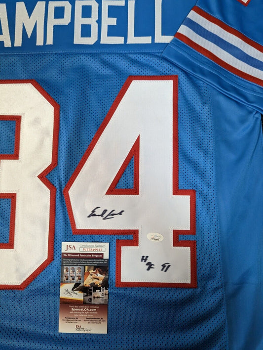 Warren Moon Autographed Houston Oilers (Baby Blue #1) Jersey