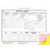 special order sheet with chart