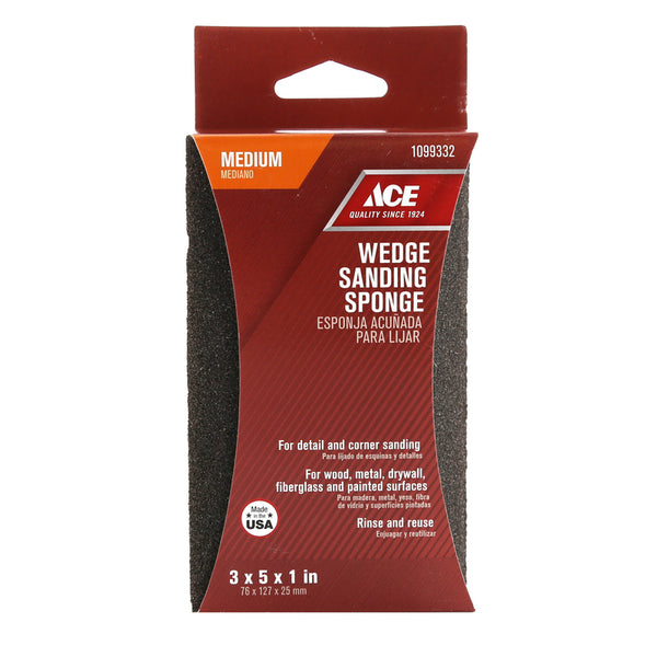 Ace 5 in. L X 3 in. W X 1 in. 220 Grit Extra Fine 2-Sided Sanding Sponge -  Ace Hardware