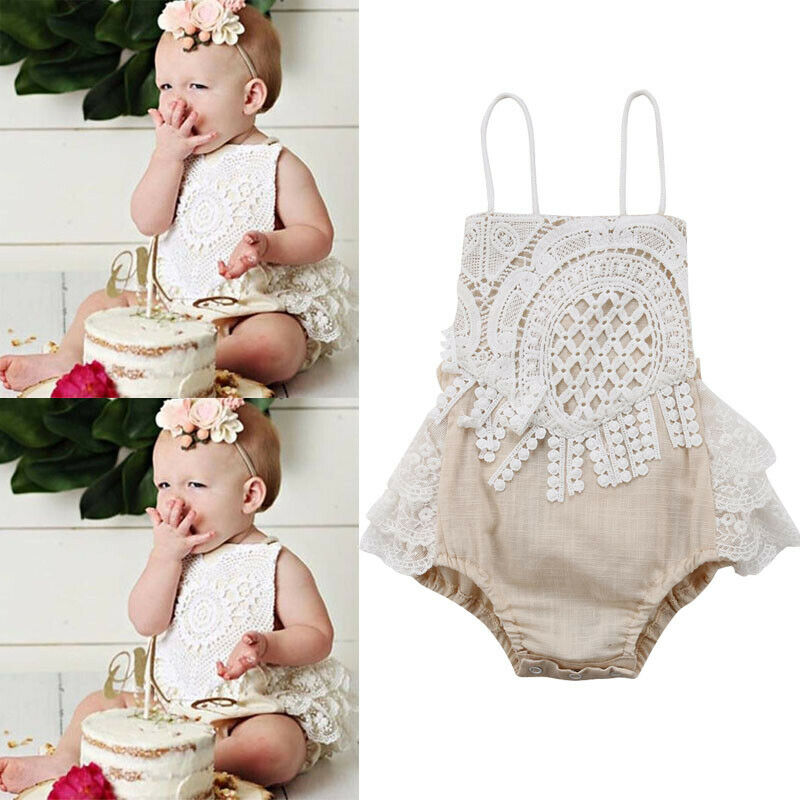 Baby girl Lace Romper playsuit Jumpsuit Outfits 