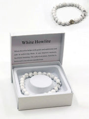 White Howlite bracelet in a white box