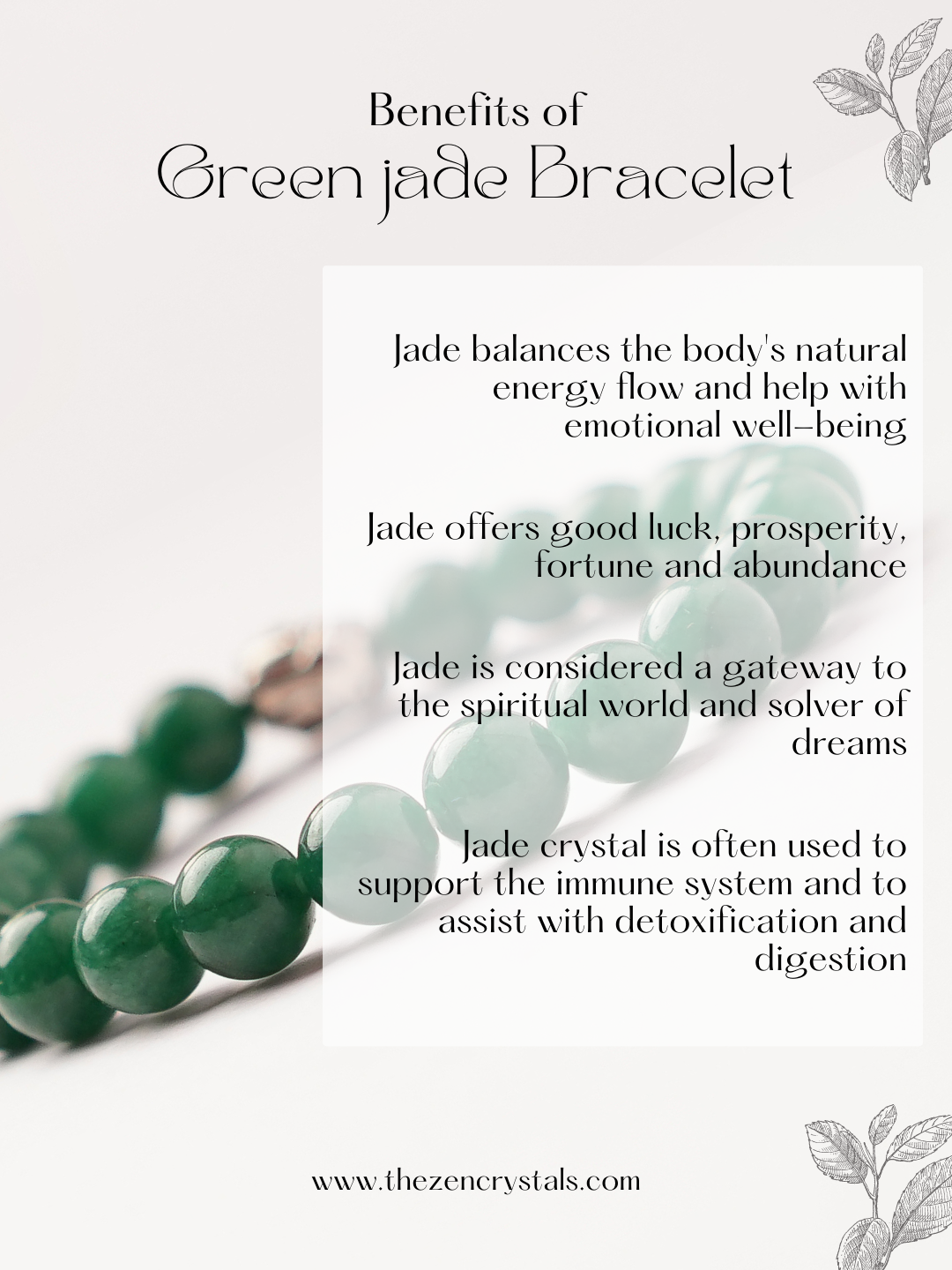 Buy Green Jade Bracelet for Wealth | Good Fortune | The Zen Crystals ...
