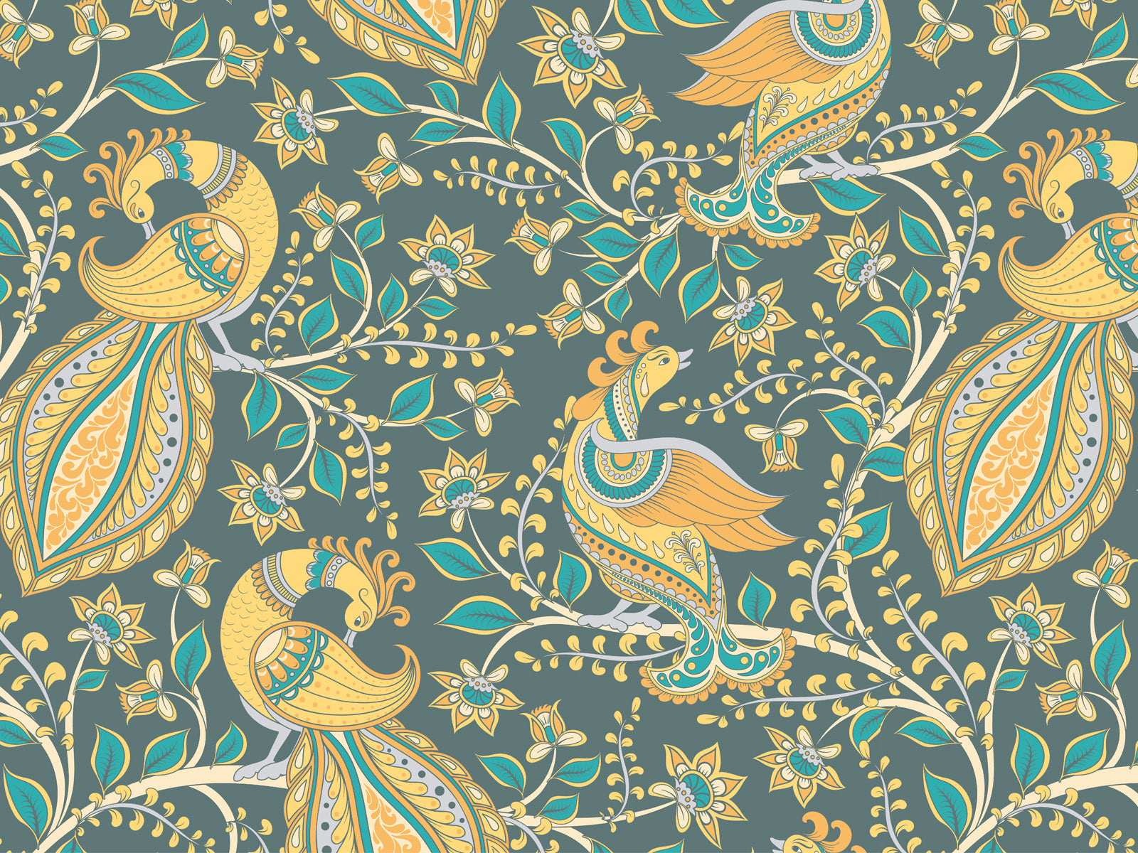 Kalamkari Azure Wallpaper | The Pure Edit