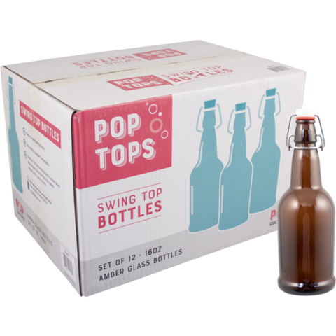 EZ Cap Swing Top Bottles | Clear Glass Bottles | 16 oz | Case of 12