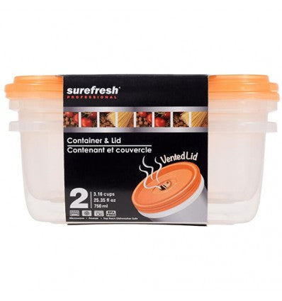 Sure Fresh Round Plastic Storage Bowls with Clip-Lock Lids, 51 oz.