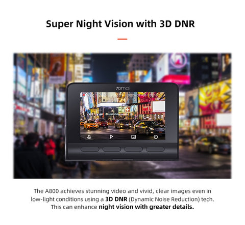 70mai A800S Dashcam Außergewöhnliche Videoaufzeichnung bei Nacht