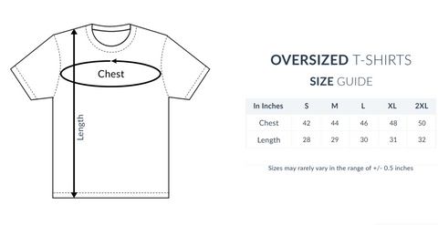 size chart for Oversized T-shirt– Damakdam - Divine Fashion Inspired by ...