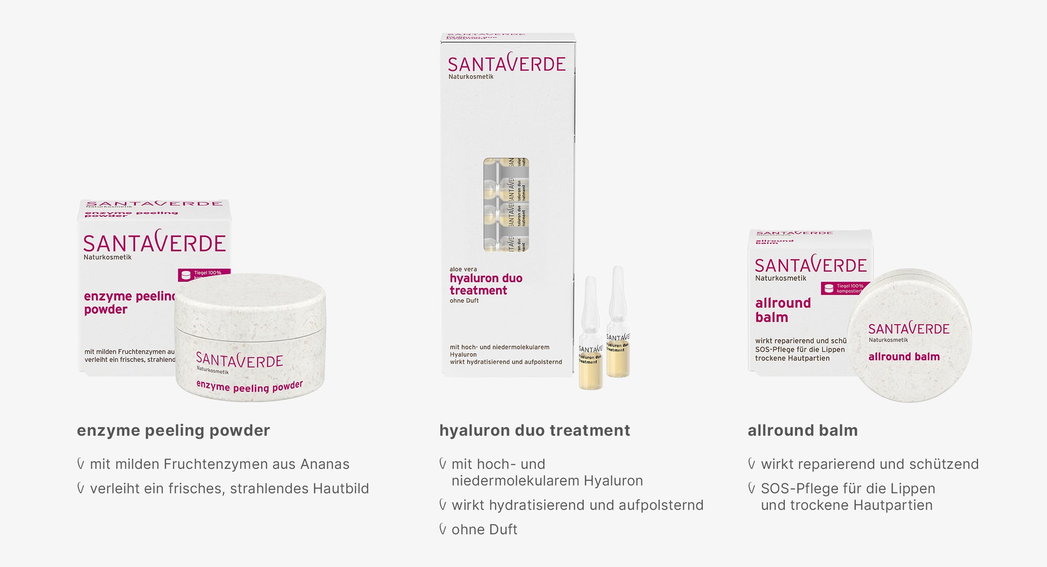 Spezialpflege der Produktlinie classic von Santaverde Naturkosmetik.