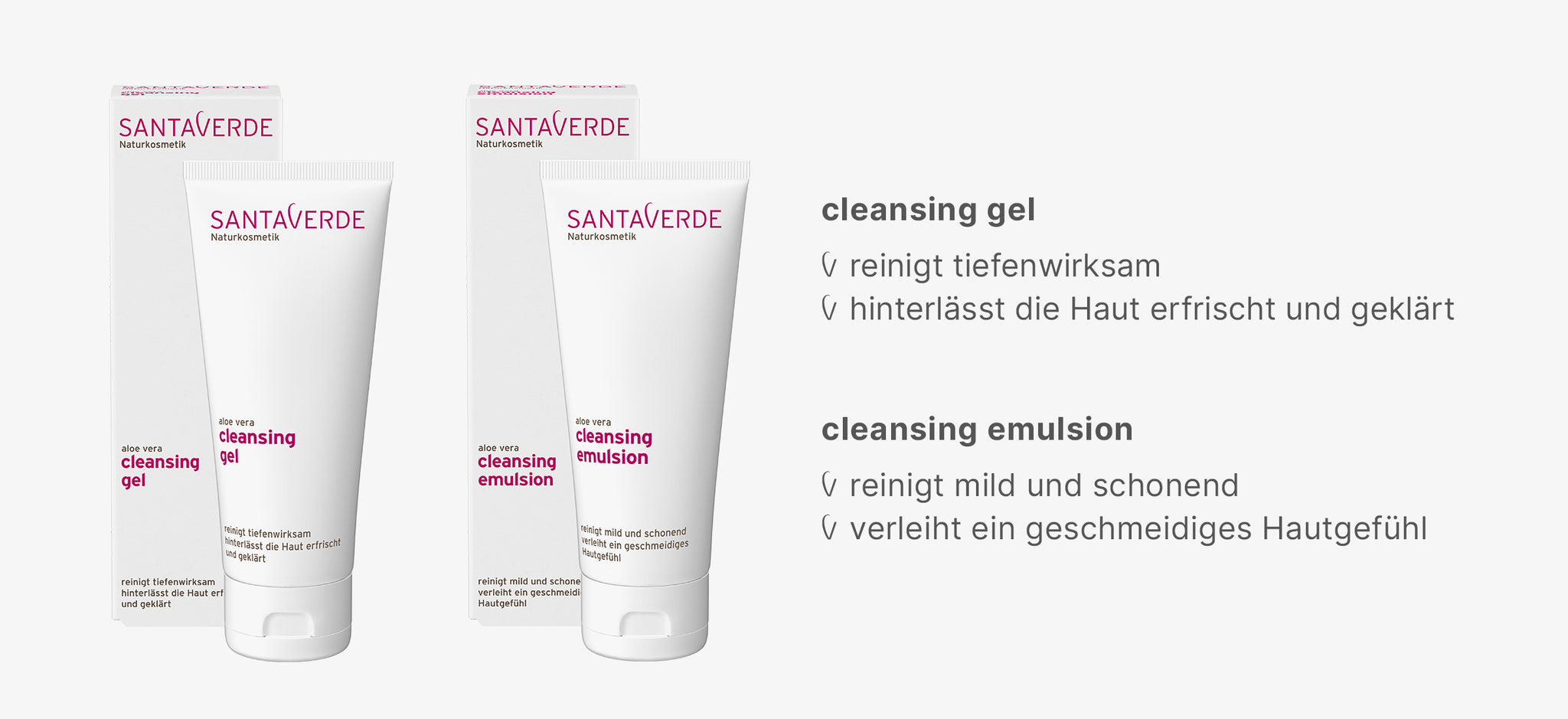 Gesichtsreinigungen der Produktlinie classic von Santaverde Naturkosmetik.