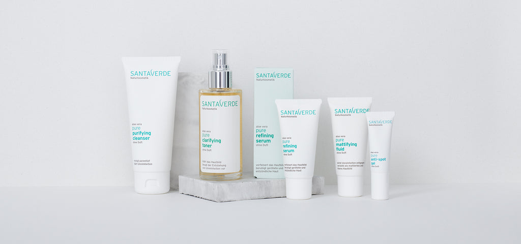 Produktlinie pure von Santaverde Naturkosmetik. 