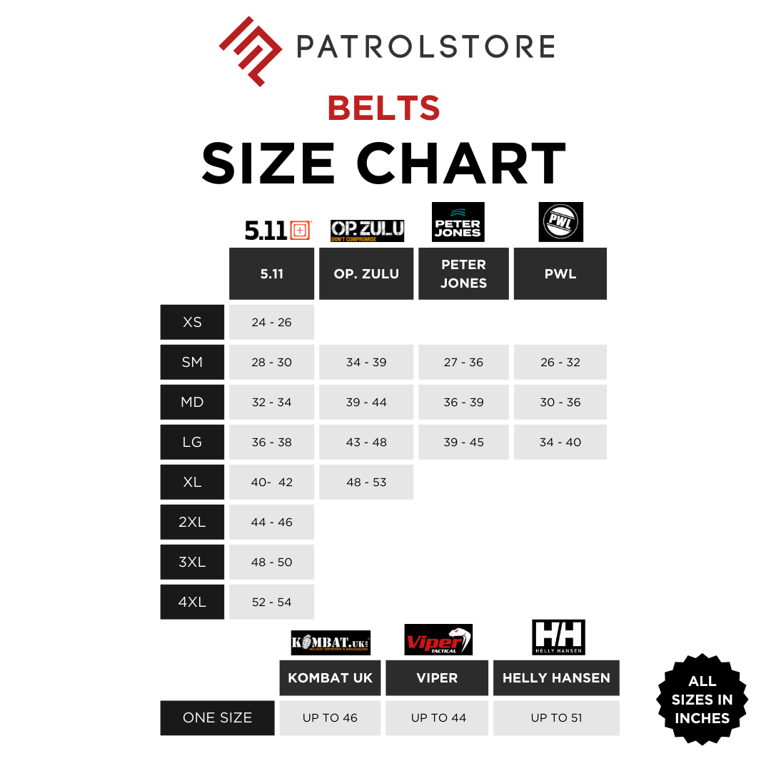 Tactical Belt Size Chart