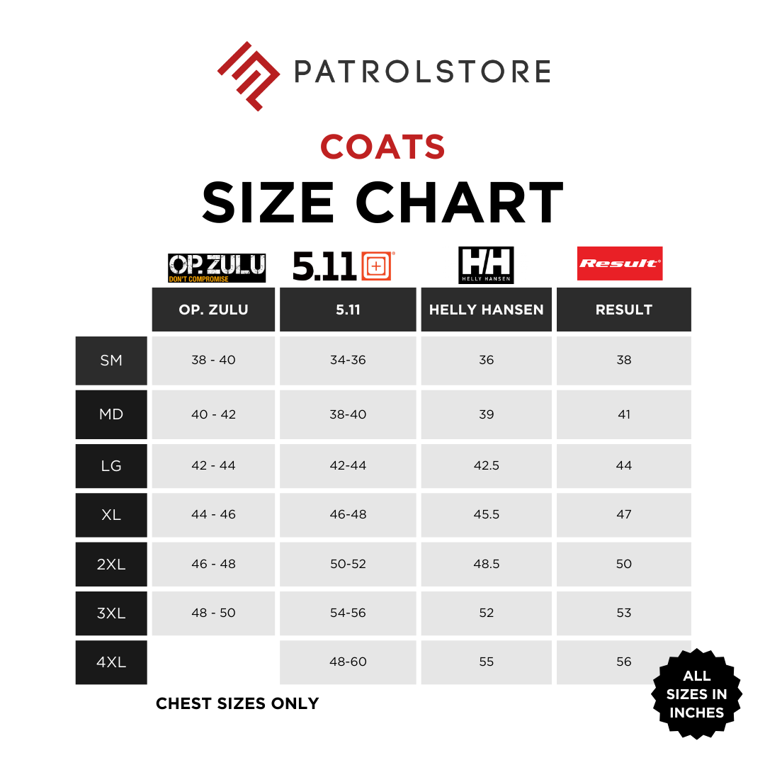 Coats and Jackets Size Chart