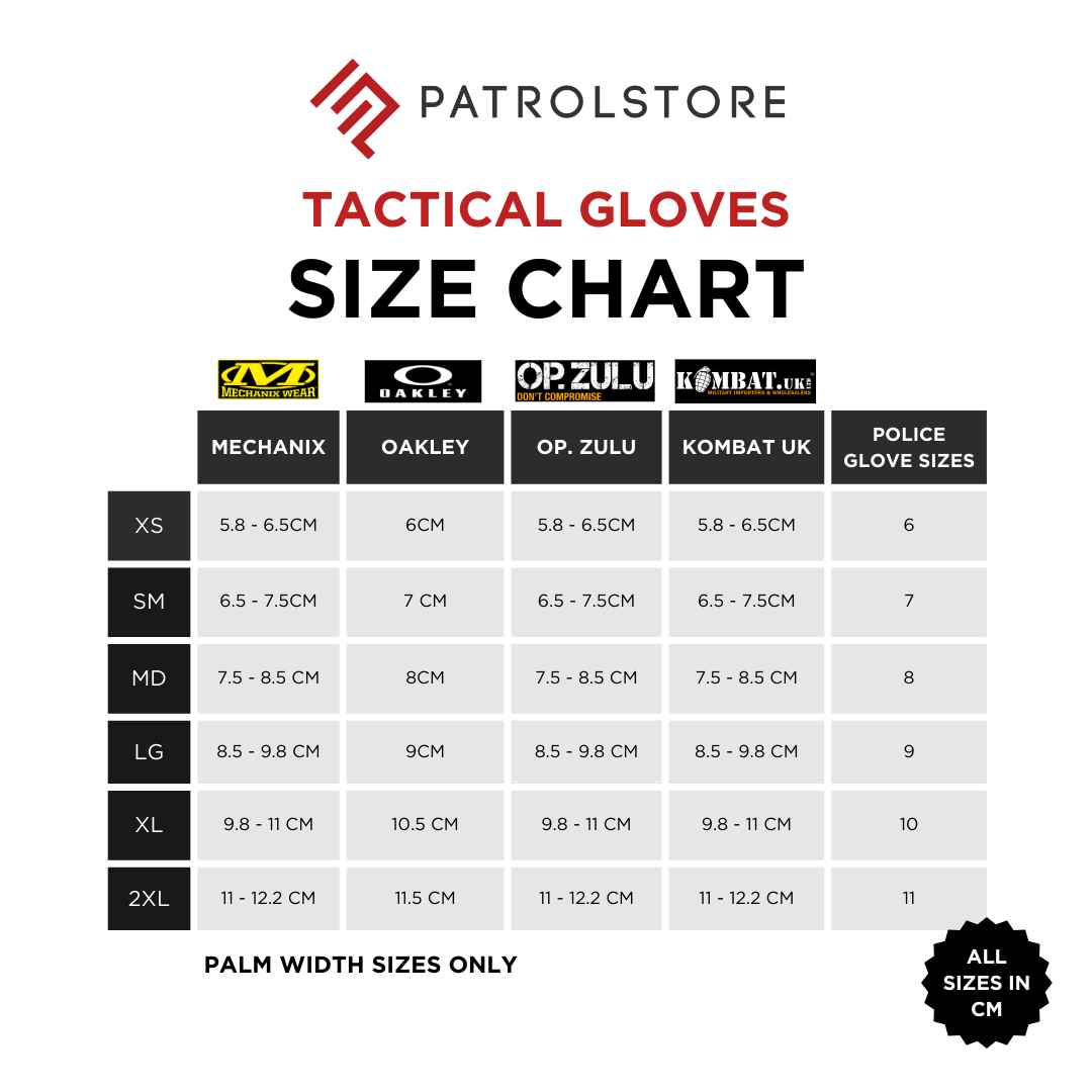 Tactical Gloves size Chart