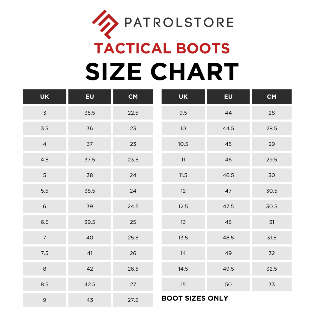 Tactical Boot Size Chart