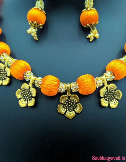 How to Create Flower Necklace with Silk Thread 