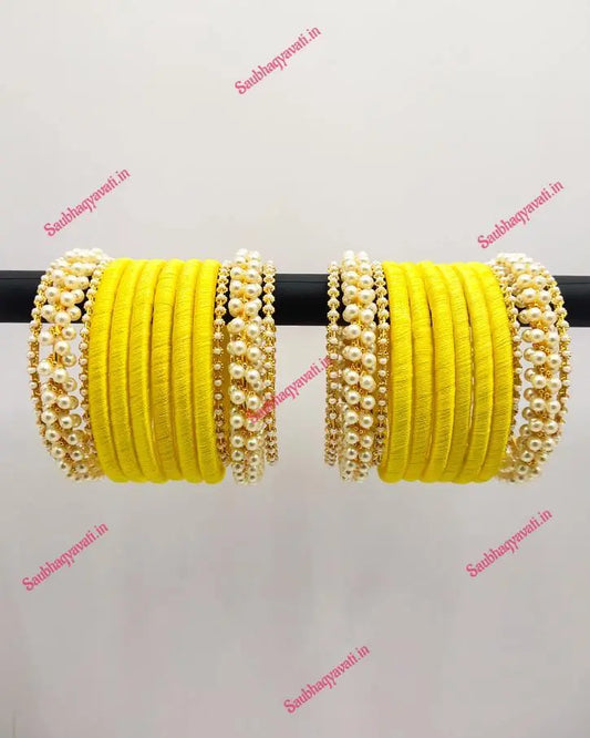 Silk Thread Bangles With Moti Kada - Saubhagyavati.in