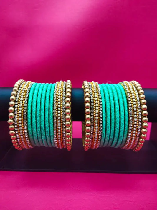 Sky Blue Matching Silk Thread Bangles - Saubhagyavati.in