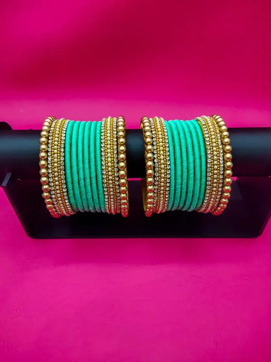 Sky Blue Matching Silk Thread Bangles - Saubhagyavati.in