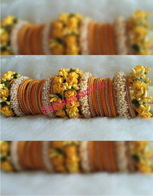 Yellow Flower & Silk Thread Chura - Saubhagyavati.in