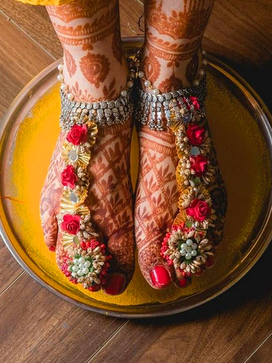 Flower Feet jewellery for Haldi and mehndi Saubhagyavati.in