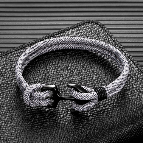 MKENDN Men's Nautical Double Strand U shape Shackle Survival Rope Brac 