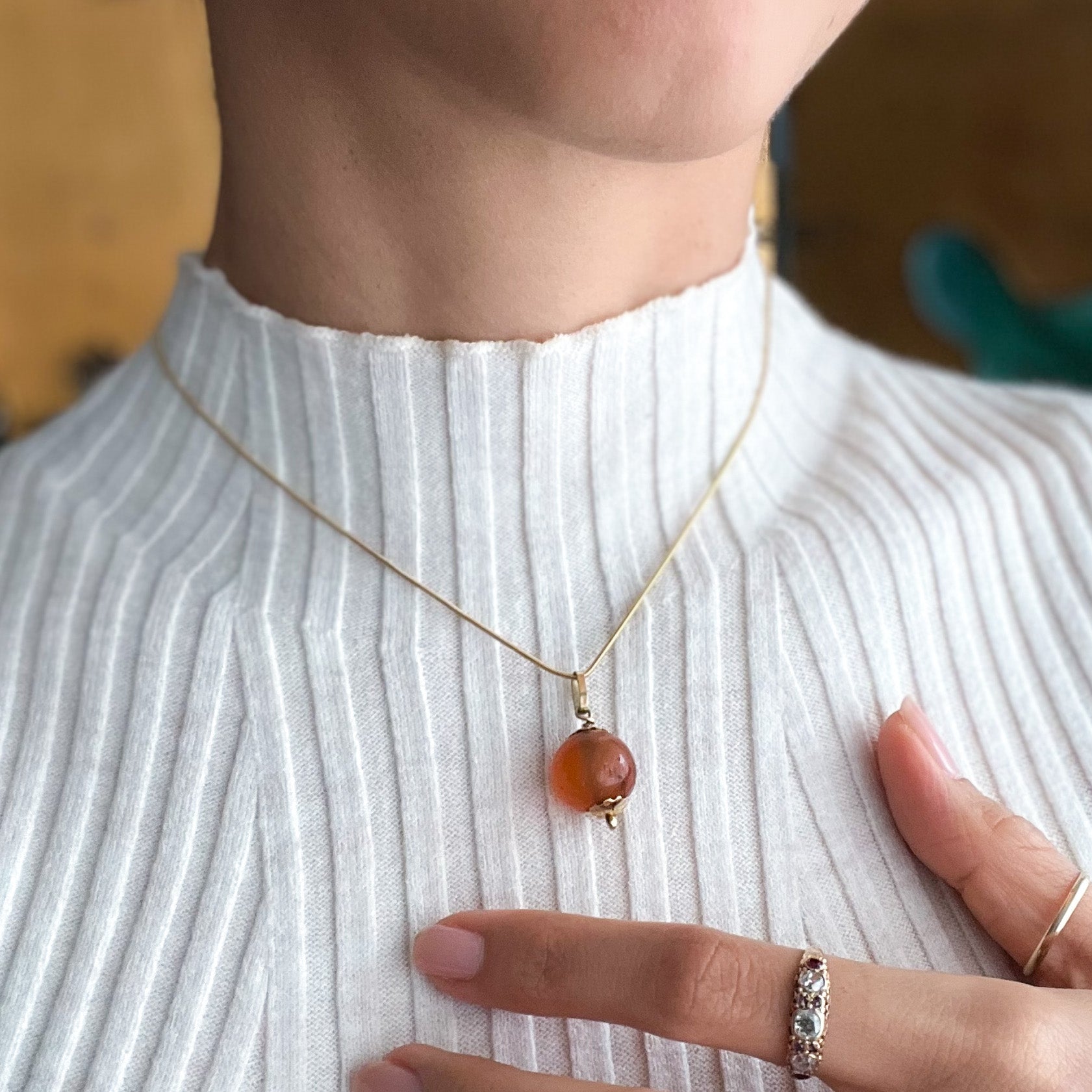 orange agate pendant