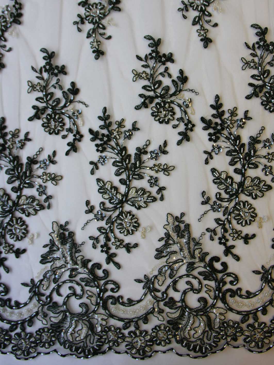 Lace, Slate Grey-Green Floral Chantilly Lace Fabric (Made in USA) – Britex  Fabrics