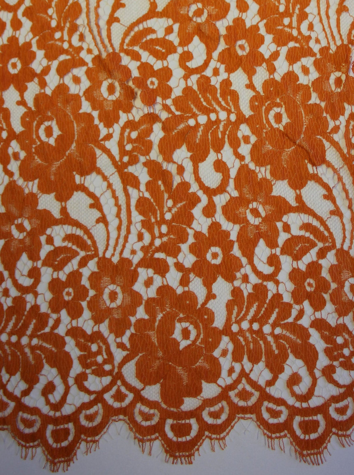 Orange Lace for dressmaking - Natasha