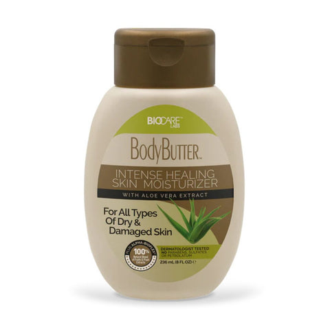 Bottle of body butter with aloe vera extract