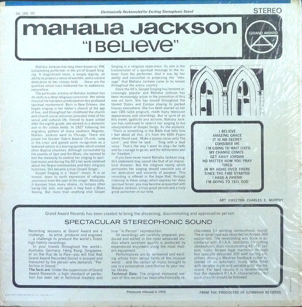 Mahalia Jackson : I Believe (LP, Comp, RE)