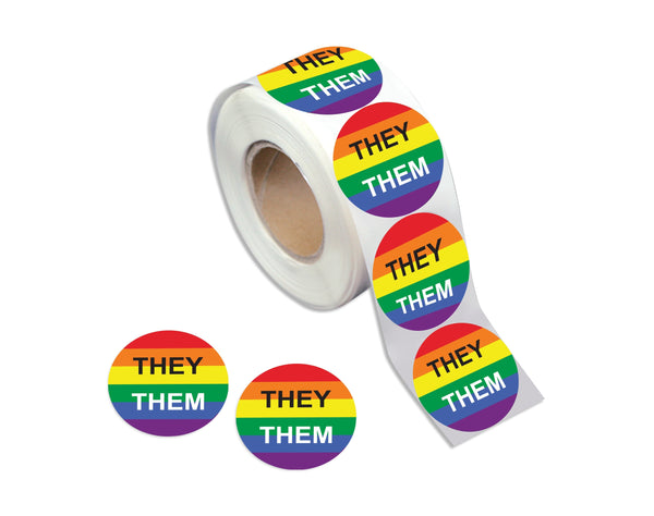 She Her Pronoun Rainbow Stickers for Gay Pride, LGBTQ Rainbow Flag