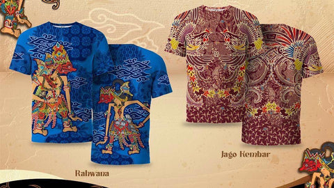 baju olahraga jersey lari sepeda bulu tangkis bermotif batik rahwana dan jago kembar trijee sportswear