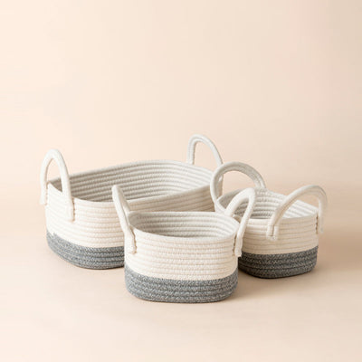 Two-Piece Set Cotton and Jute Hampers - White – LA JOLIE MUSE