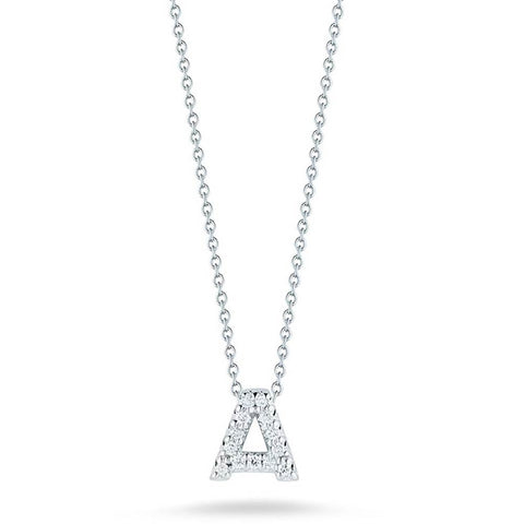 diamond letter "A" pendant white gold necklace 