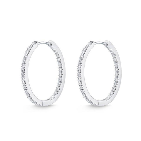 White gold and diamond hoop earrings