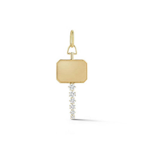 yellow gold and diamond key charm 