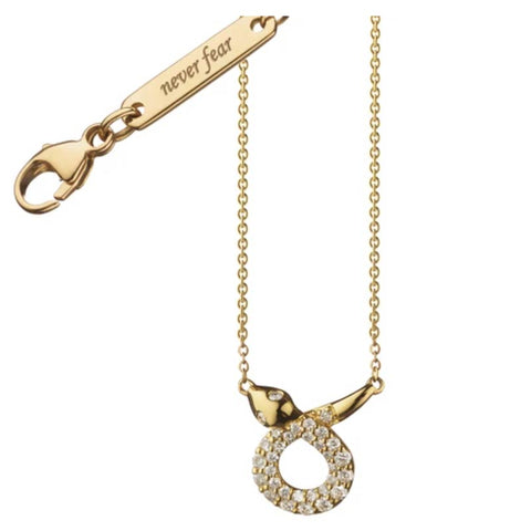 yellow gold diamond snake dainty necklace 