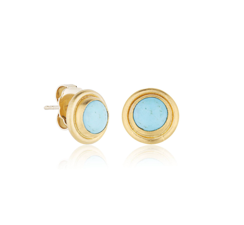 yellow gold and turquoise stud earrings