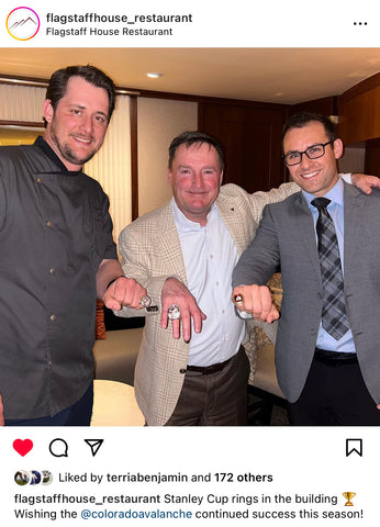 flagstaff house staff in boulder colorado wearing colorado avalanche championship ring