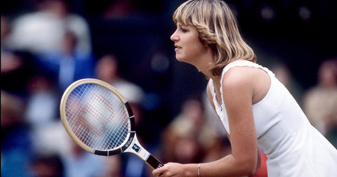 Chris Evert playing tennis at Wimbledon