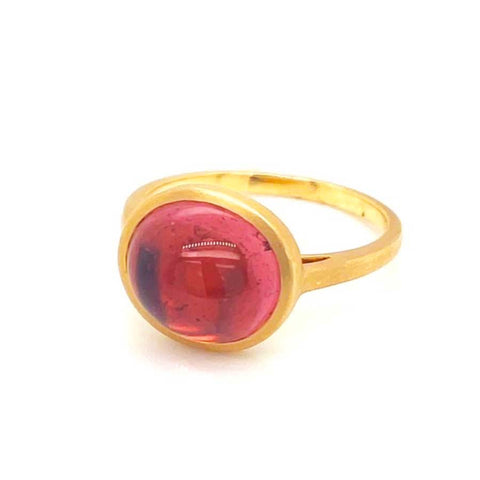 yellow gold ring with a tourmaline gemstone