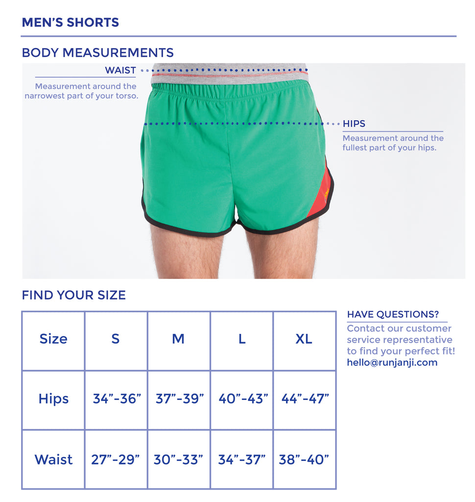 Mens Size Chart Shorts