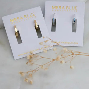 Mesa Blue Hexagon Huggie Hoop Earrings - Amara Day Spa | Salon | Boutique