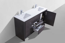 Load image into Gallery viewer, Kube Bath Dolce 60&quot; Double Sink Floor Mount Bathroom Vanity With White Quartz Countertop With 2 Doors And 3 Drawers
