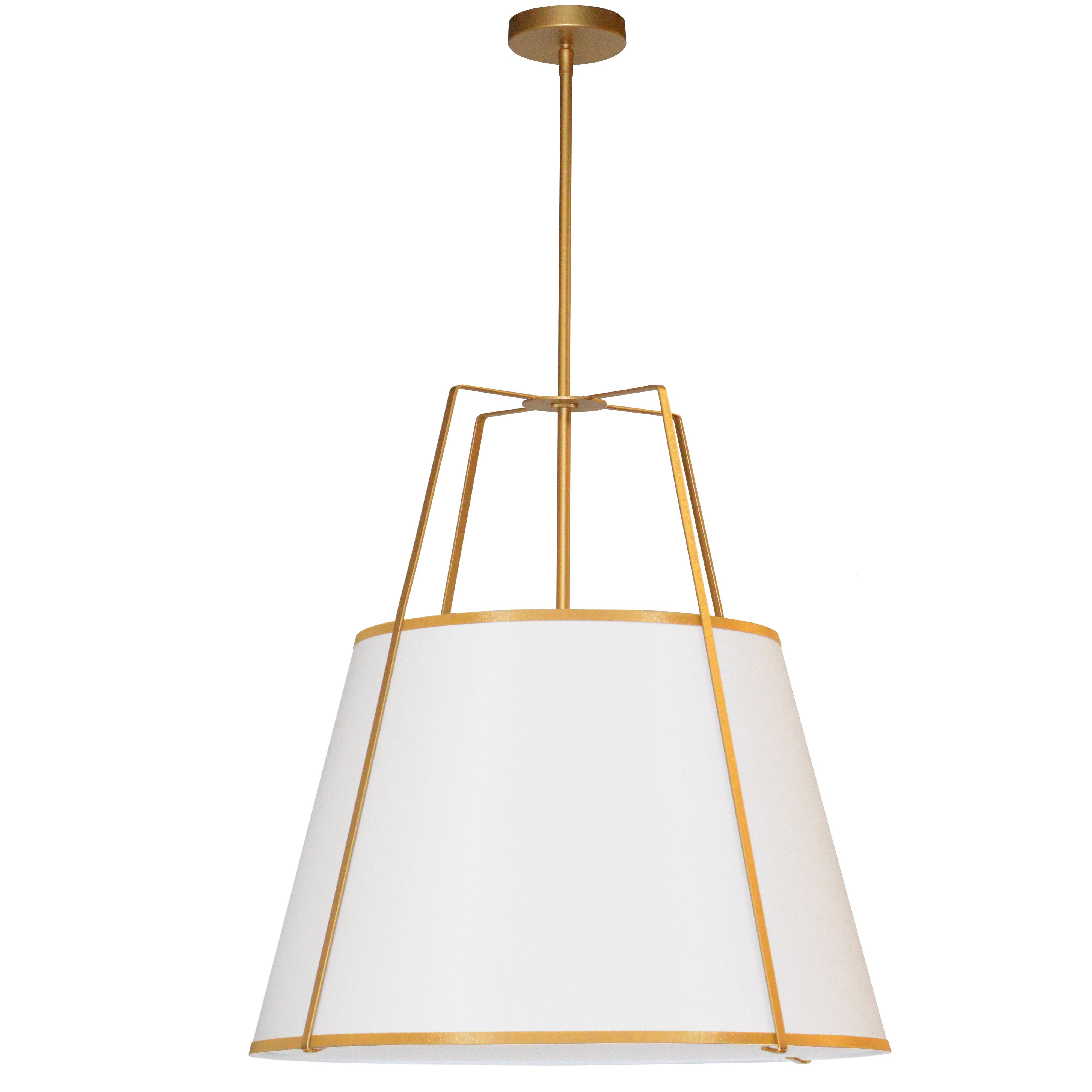 Dainolite 3 Light Trapezoid Pendant Gold frame and White Shade with White Diffuser - Renoz product image