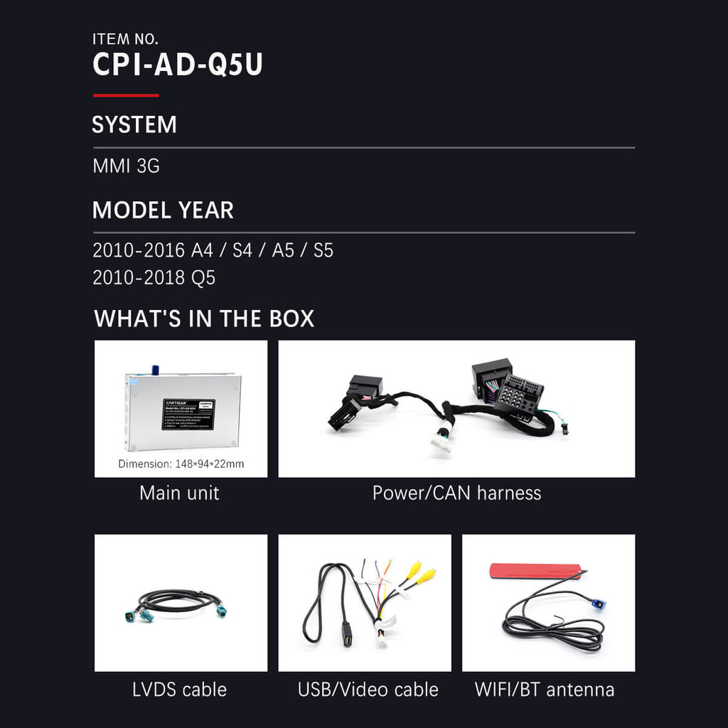 CarPlay OEM Integration for Audi A4S4A5S5Q5
