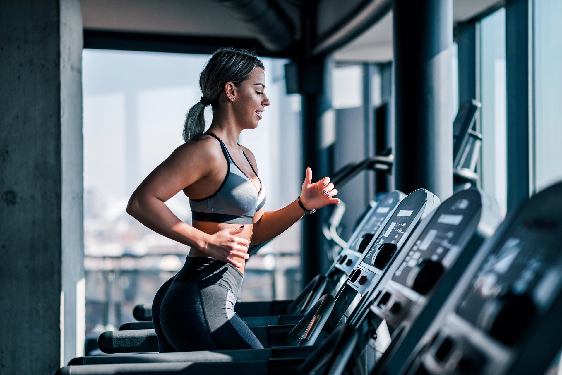 Woman running on a treadmil