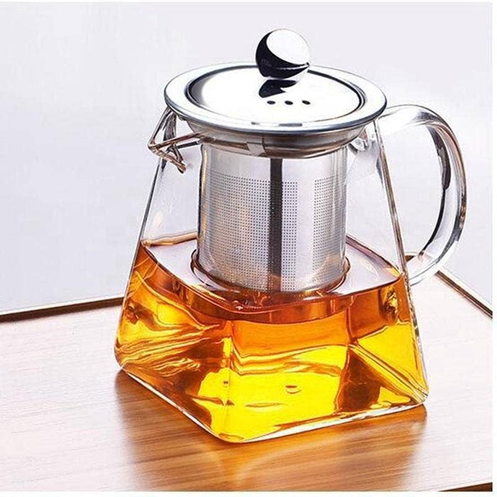 Glass Teacup w/ infuser & Bamboo lid (15oz.) - Honey and the Hive