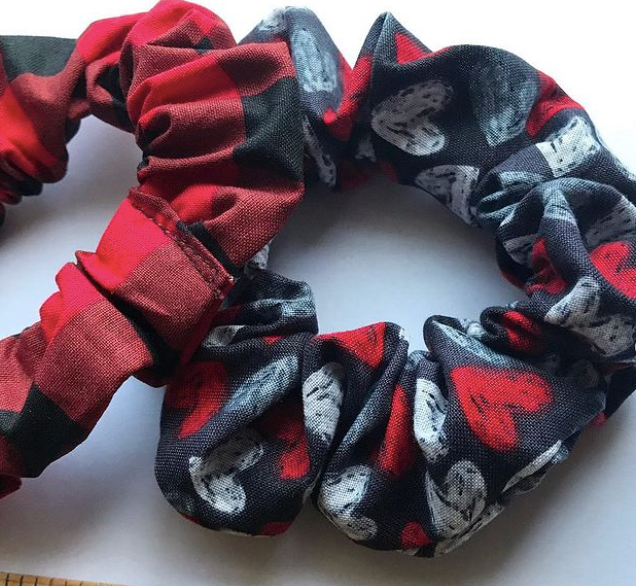 Valentines day heart print scrunchy