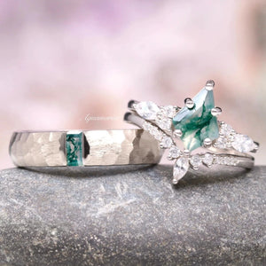 Skye Kite® Moss Agate Couples Ring Set - Aquamarise